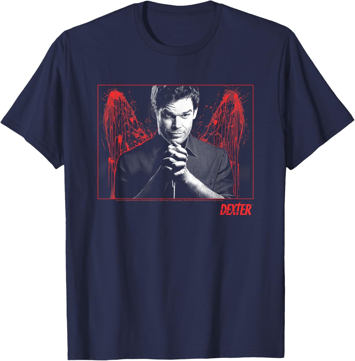 Dexter Blood Splatter Wings TV Show T-Shirt - T-Shirt | Navy