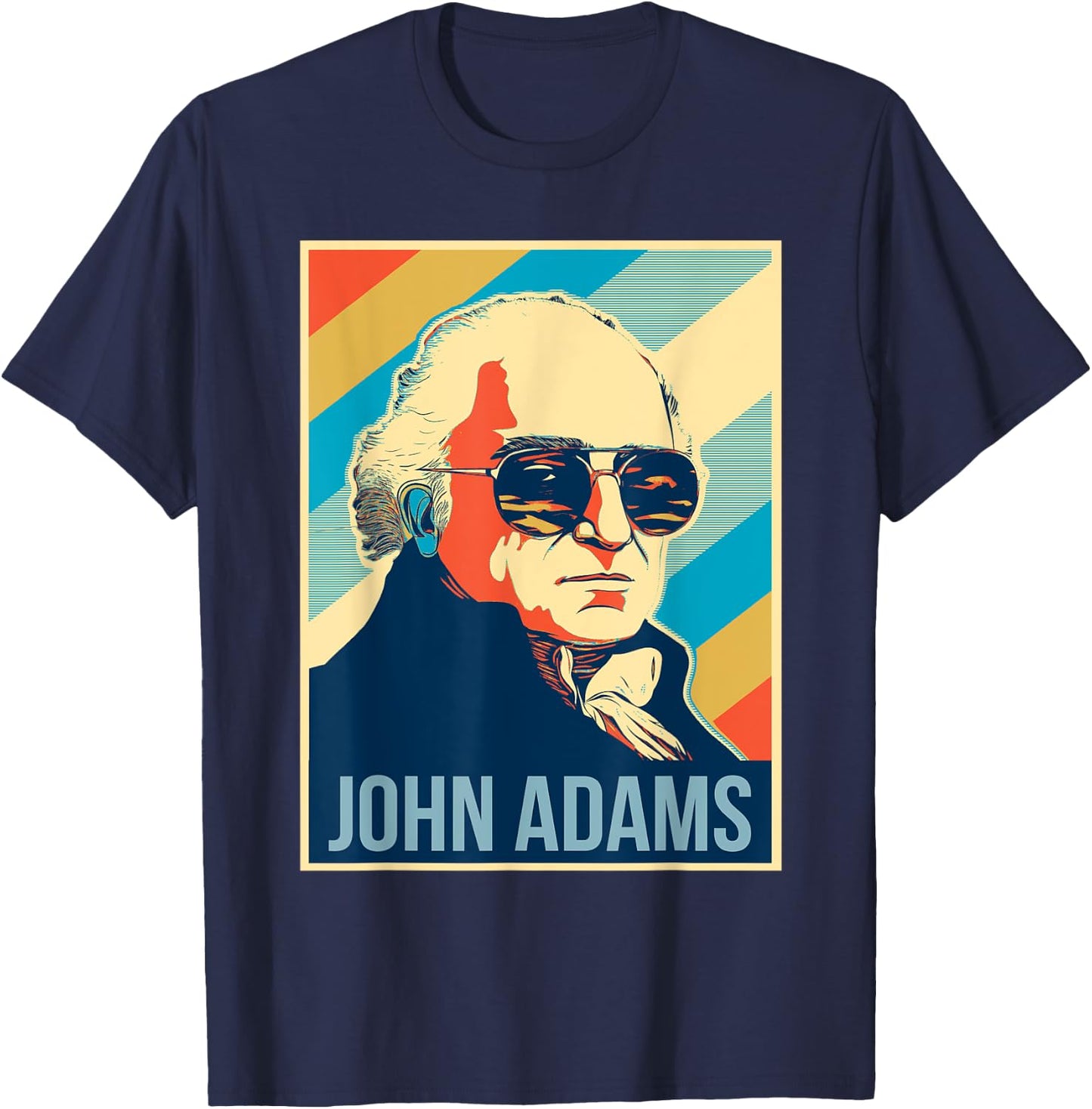 4th Of July John Adams President Retro Patriotic T-Shirt - T-Shirt | Navy