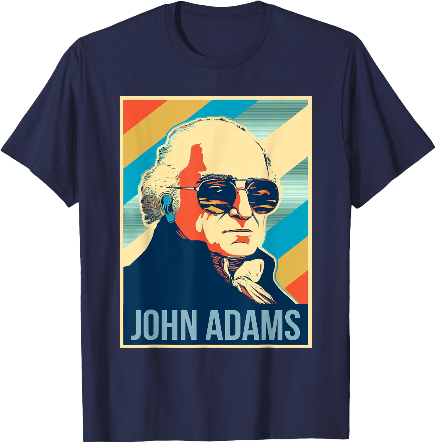 4th Of July John Adams President Retro Patriotic T-Shirt - T-Shirt | Navy