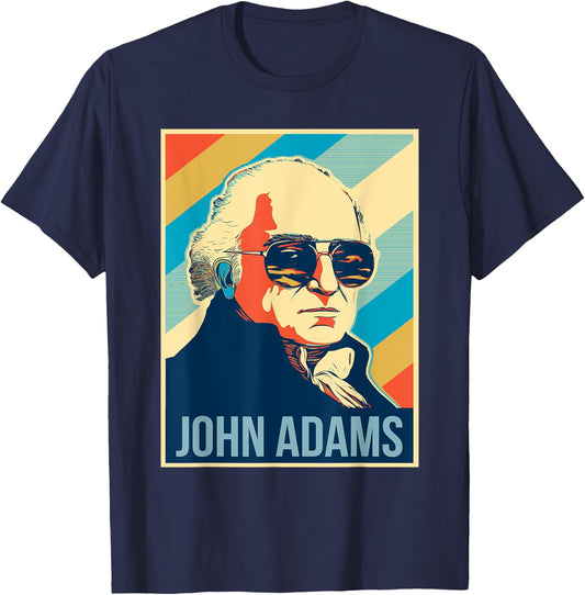 4th Of July John Adams President Retro Patriotic T-Shirt - T-Shirt | Navy