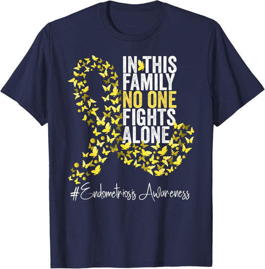 Endometriosis Awareness Month Yellow Ribbon T-Shirt - T-Shirt | Navy