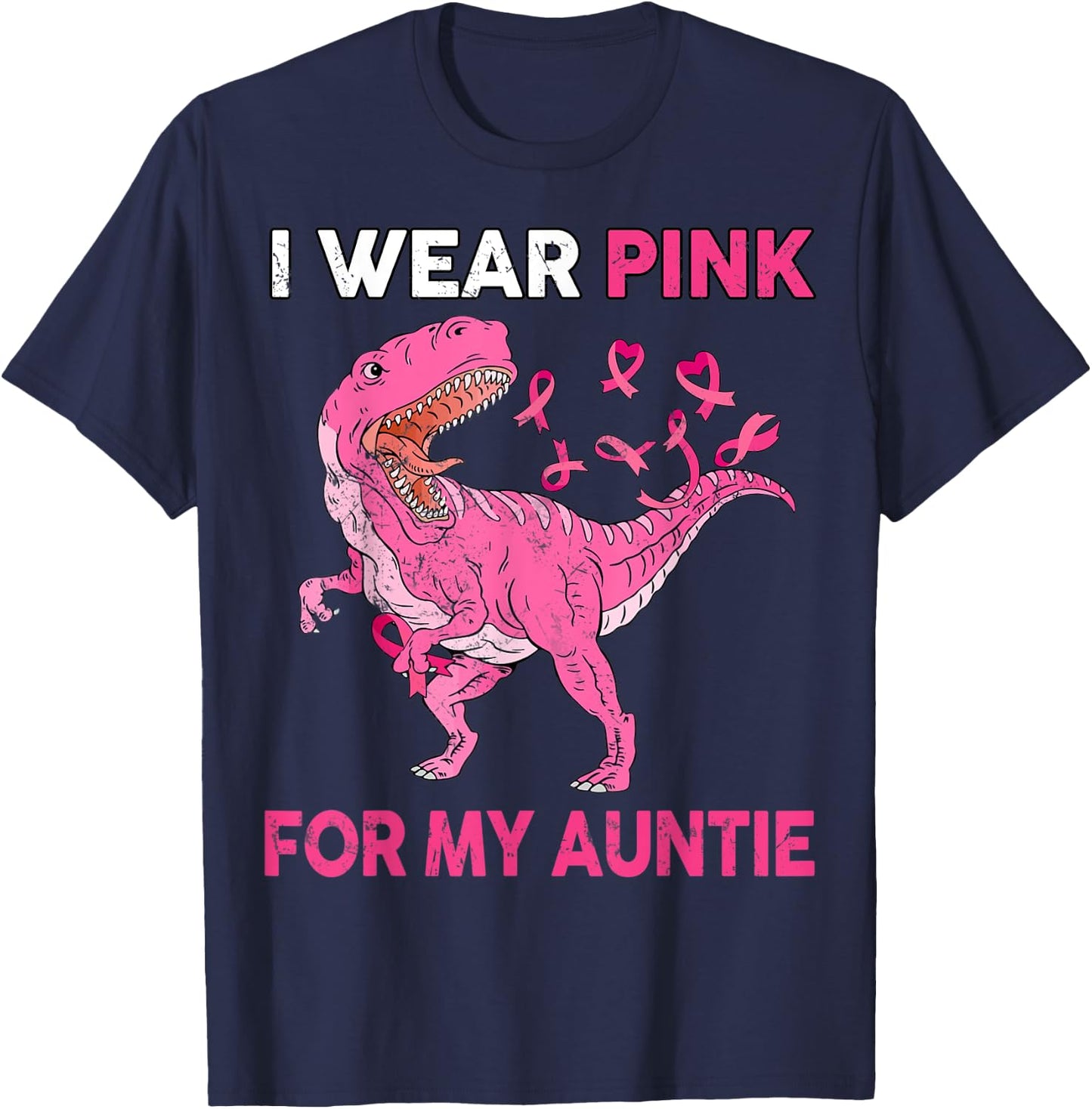 Breast Cancer Awareness Wear Pink for Auntie Kid Boy Toddler T-Shirt - T-Shirt | Navy