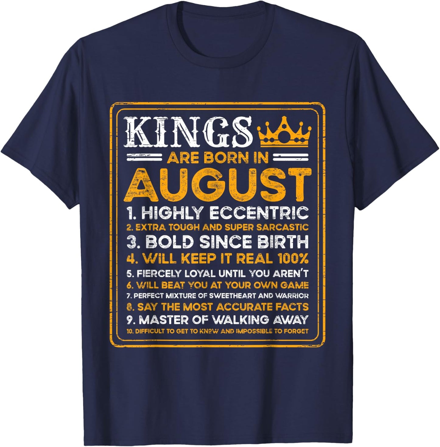Birthday Kings are Born In August Birthday T-Shirt - T-Shirt | Navy