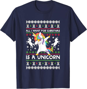 All I Want For Christmas Is A Unicorn T-Shirt - T-Shirt | Navy