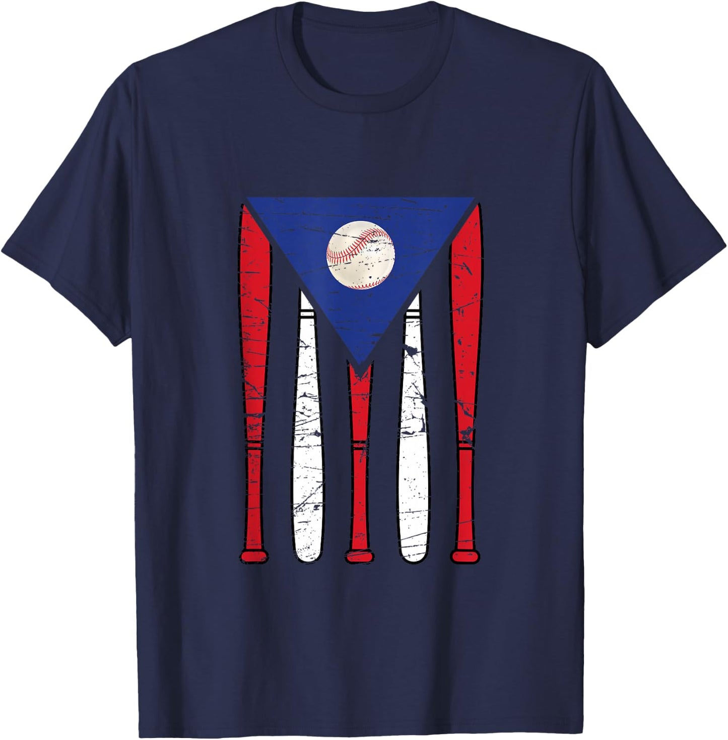 Puerto Rico Baseball Inspired By Puerto Rican Flag Vintage T-Shirt - T-Shirt | Navy