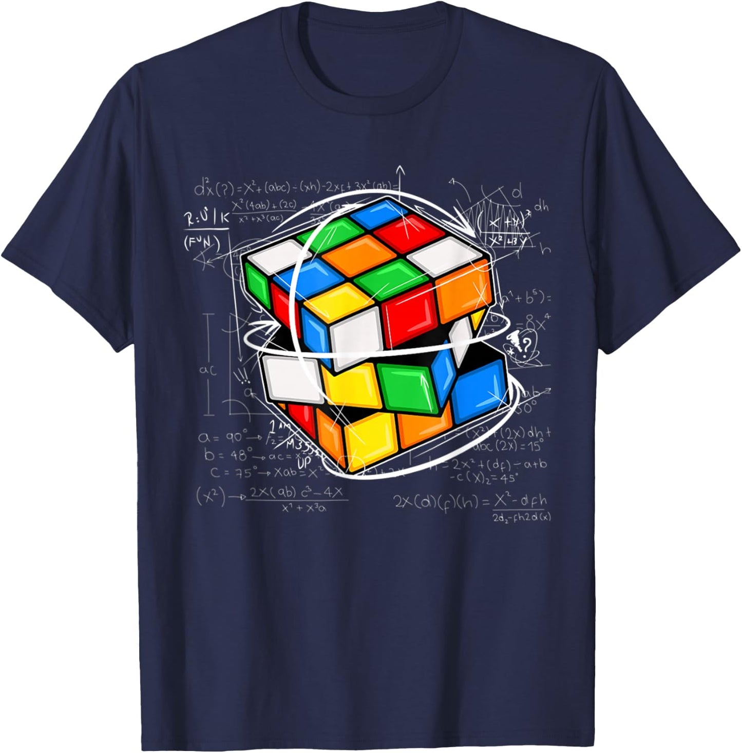 Melting Cube Speed Cubing Vintage Puzzle Youth Math T-Shirt - T-Shirt | Navy