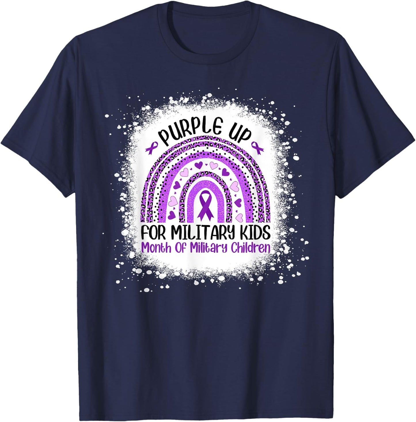 Purple Up for Military Kids Month Military Child Rainbow T-Shirt - T-Shirt | Navy