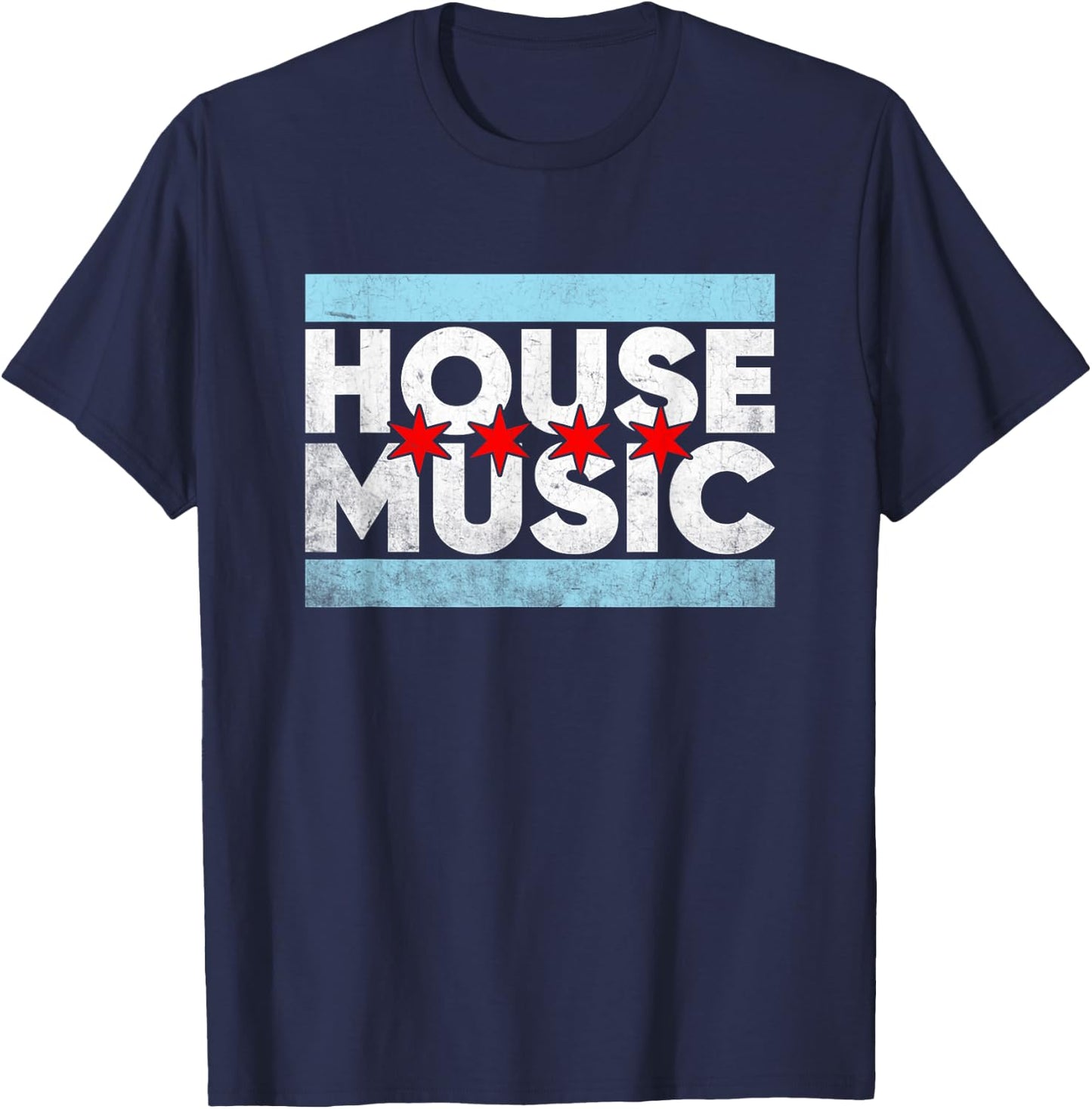 Chicago House Music - EDM DJ Retro Distressed T-Shirt - T-Shirt | Navy