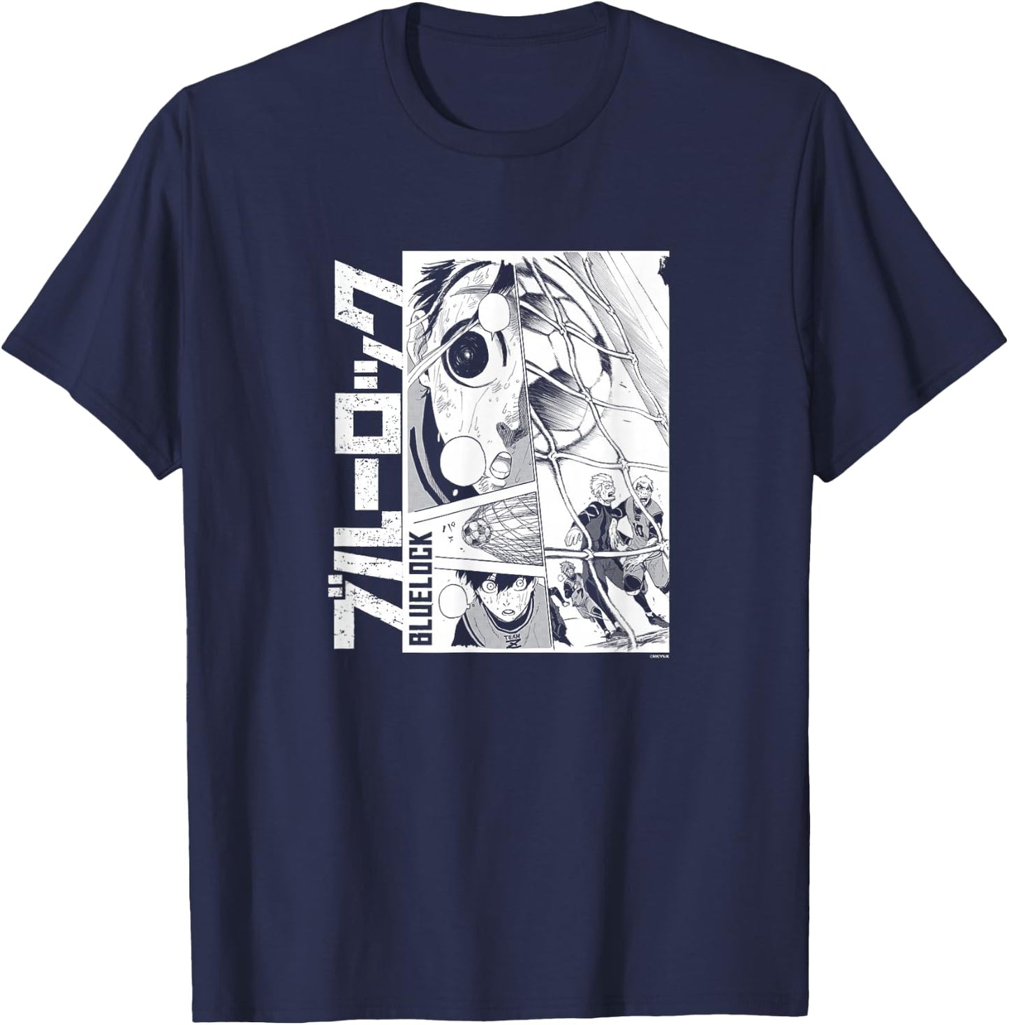 Blue Lock Yoichi Isagi Epic Goal Distressed Manga Panels T-Shirt - T-Shirt | Navy
