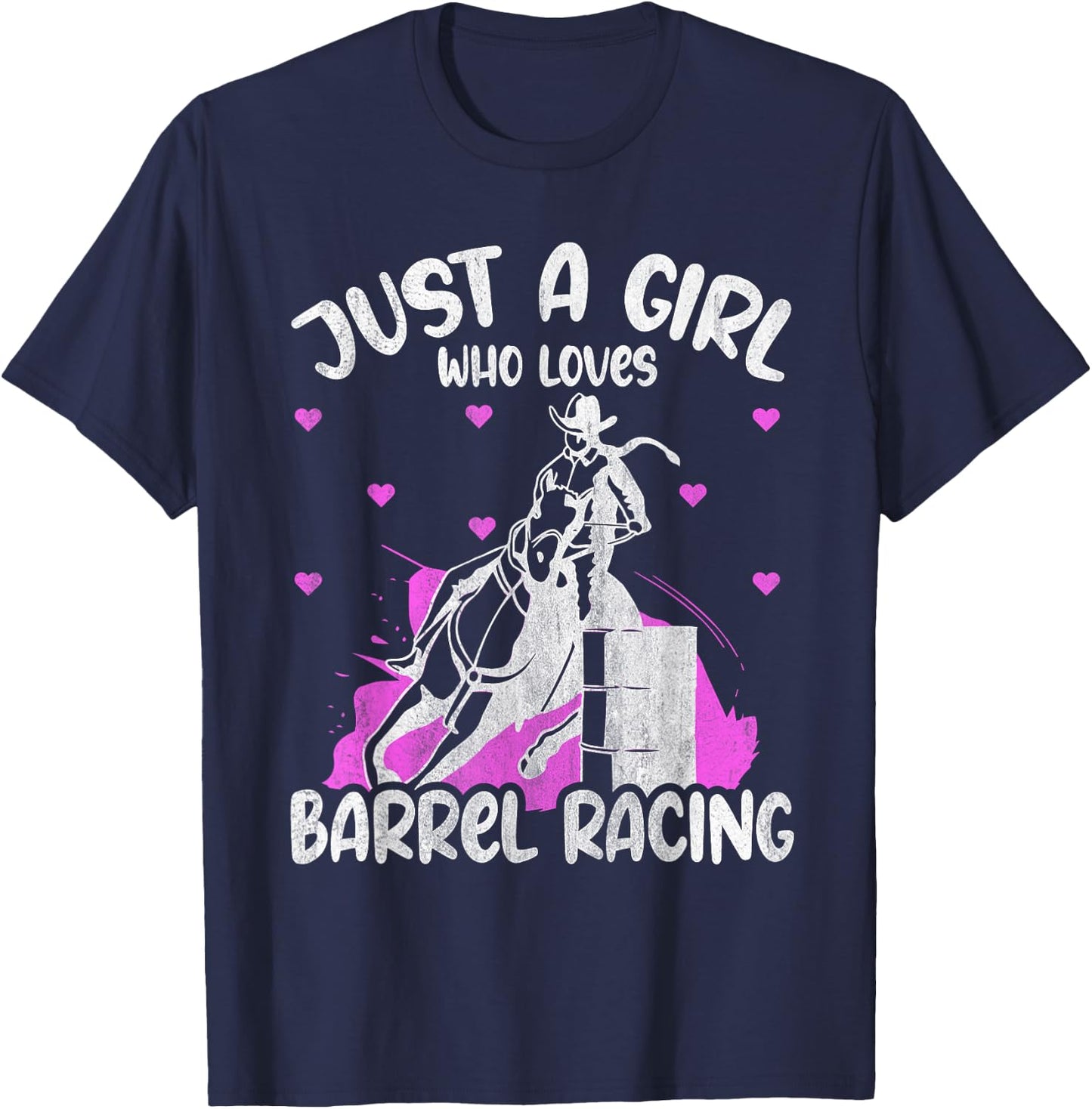 Just A Girl Who Loves Barrel Racing Rodeo Barrel Racing T-Shirt - T-Shirt | Navy