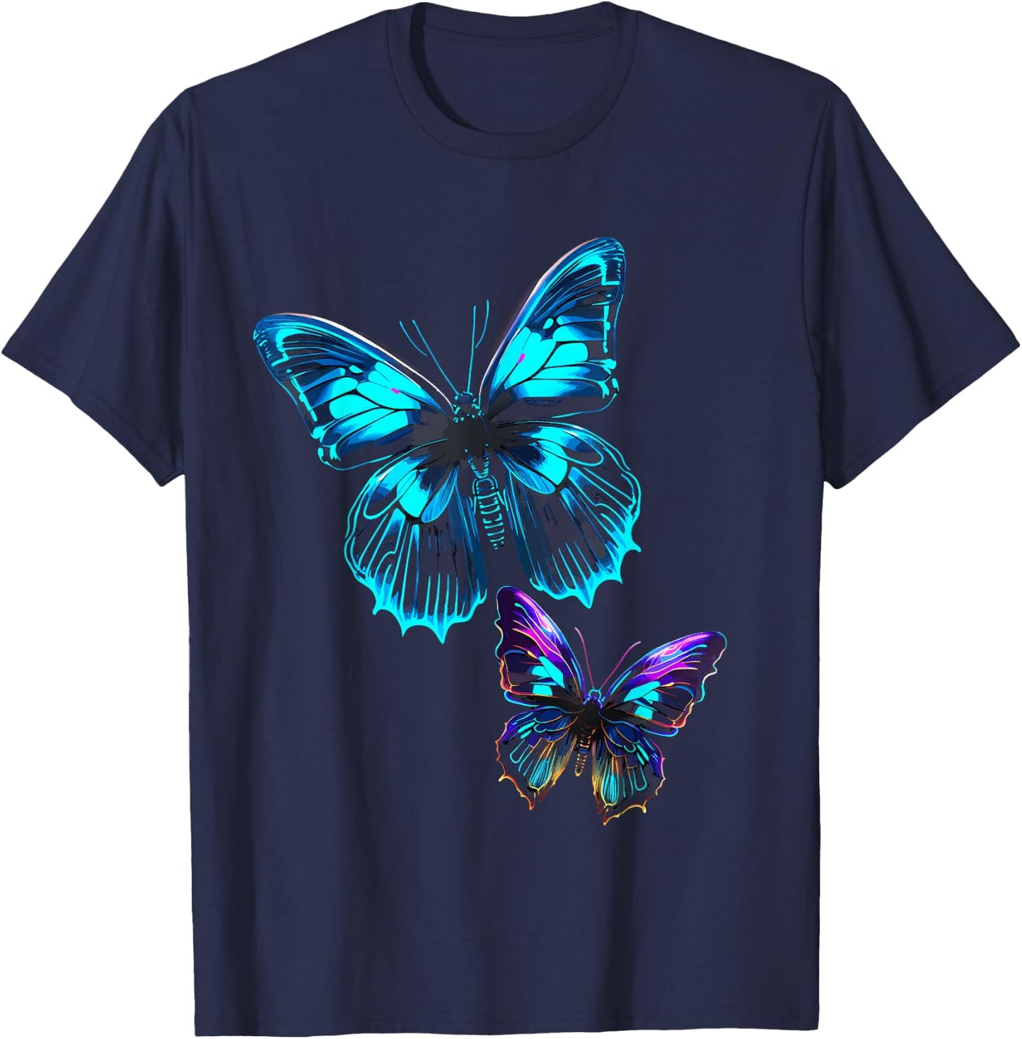 Butterfly Electric Design Vibrant T-Shirt - T-Shirt | Navy
