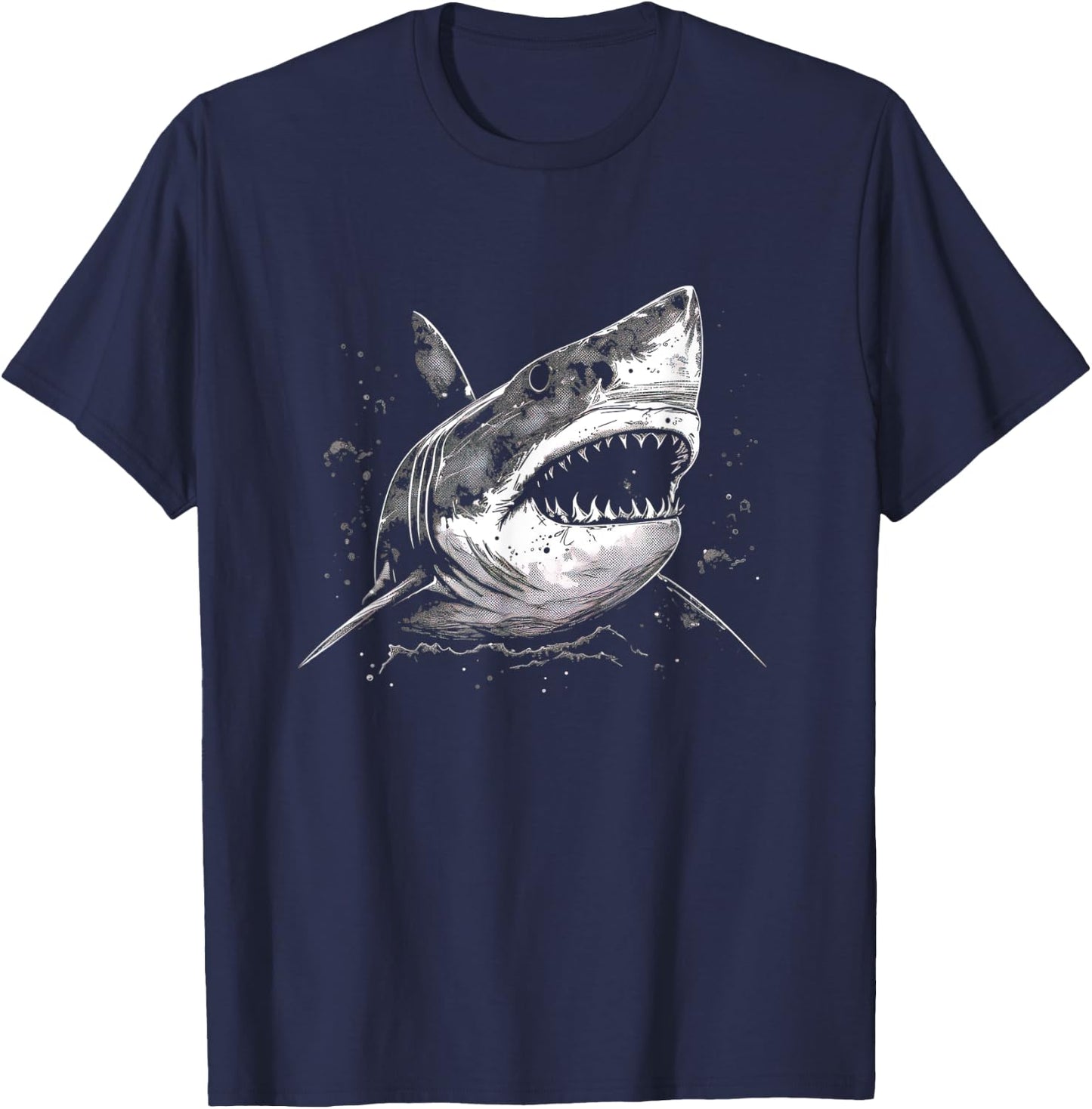 Scary Great White Simple Generic Shark with Big Teeth T-Shirt - T-Shirt | Navy