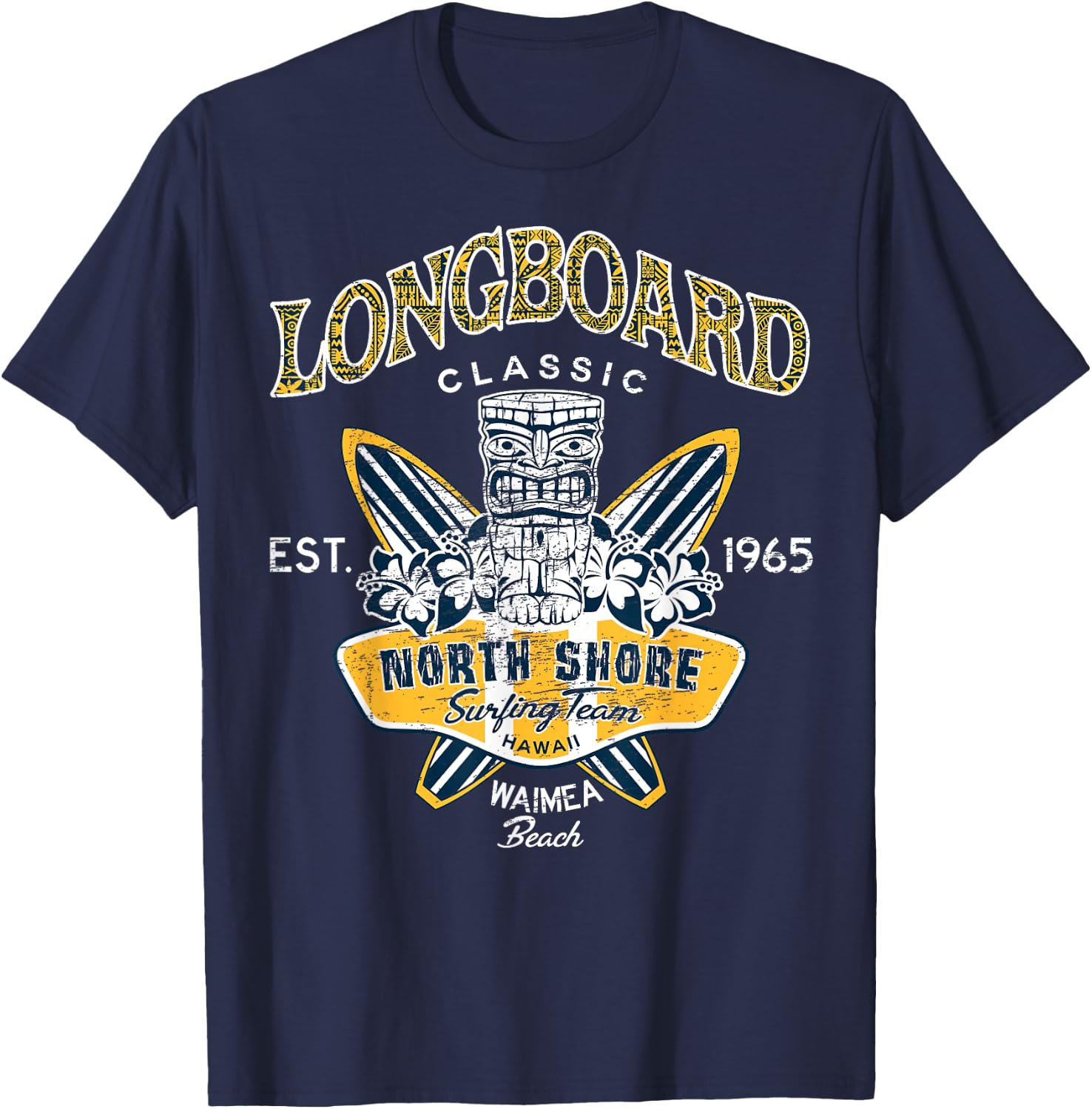 North Shore Hawaii Surfing Team Longboard Classic T-Shirt - T-Shirt | Navy