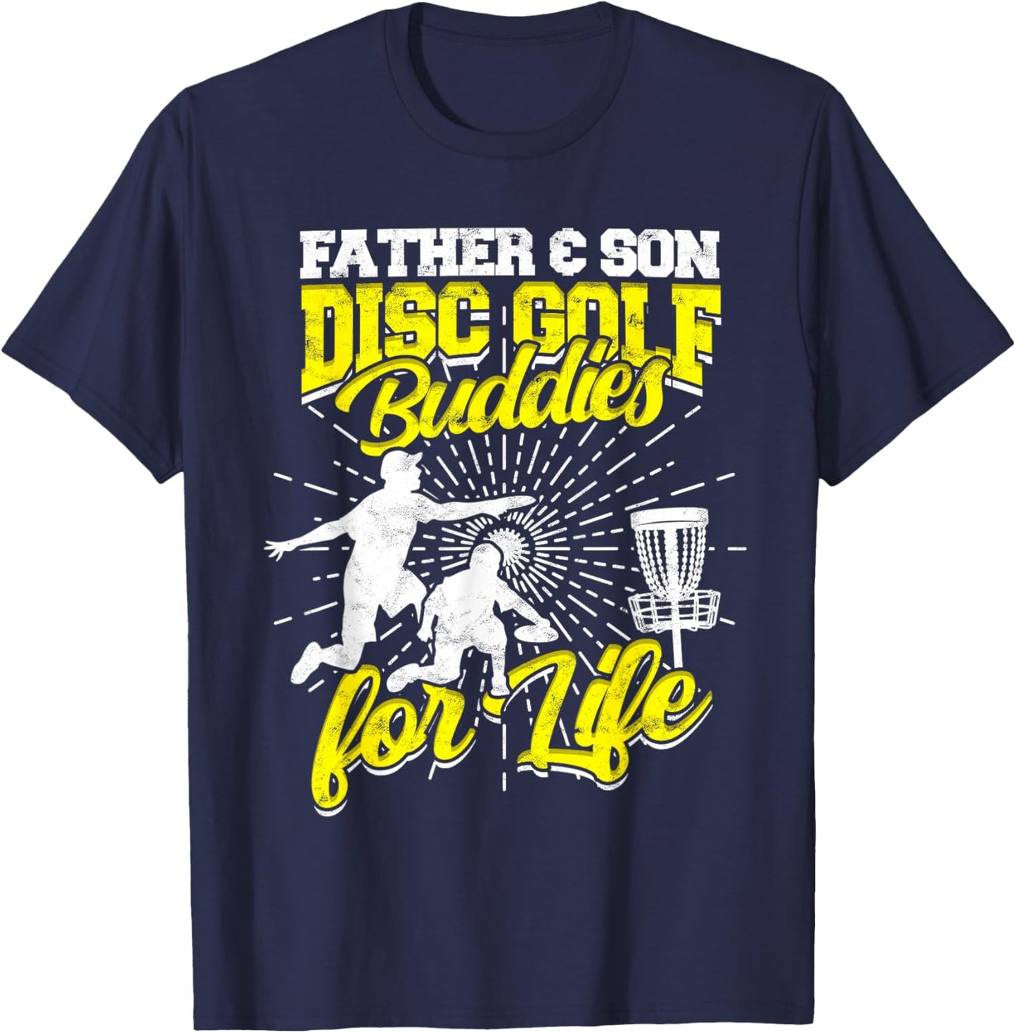 Father & Son Disc Golf Buddies For Life Basket Disc Golfing T-Shirt - T-Shirt | Navy