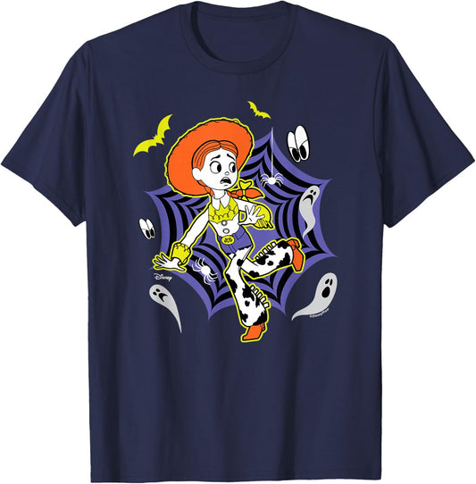 Toy Story - Jessie Halloween Spider Web with Bats and Ghosts T-Shirt - T-Shirt | Navy