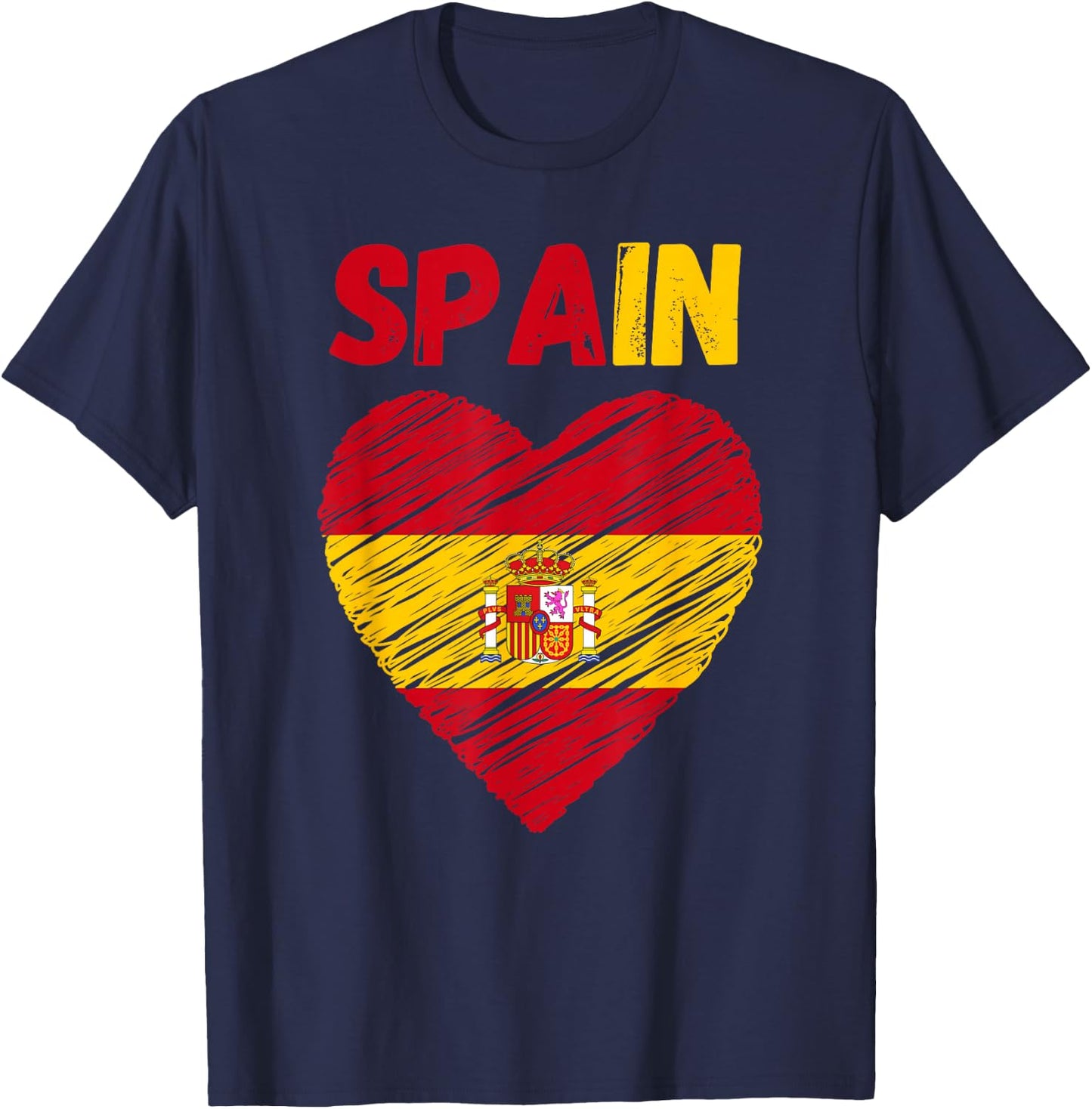 Spain Flag Holiday Vintage Grunge Espanol Spanish Flag T-Shirt - T-Shirt | Navy