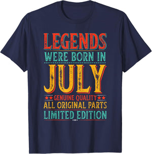 July Birthday Legends Were Born in July Funny Husband Dad T-Shirt - T-Shirt | Navy