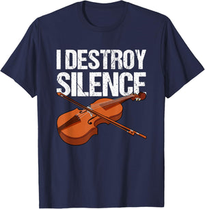 I destroy silence fiddle violin viola orchestra string T-Shirt - T-Shirt | Navy