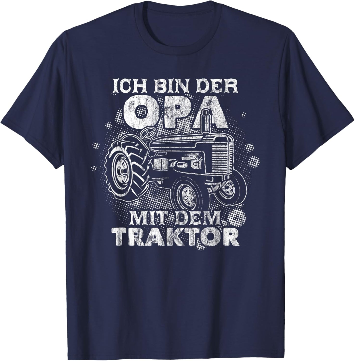 Grandpa with Tractor Grandpa Grandad Funny T-Shirt - T-Shirt | Navy