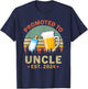 Promoted To Great Uncle Est 2024 New Uncle Beer And Milk T-Shirt - T-Shirt | Navy