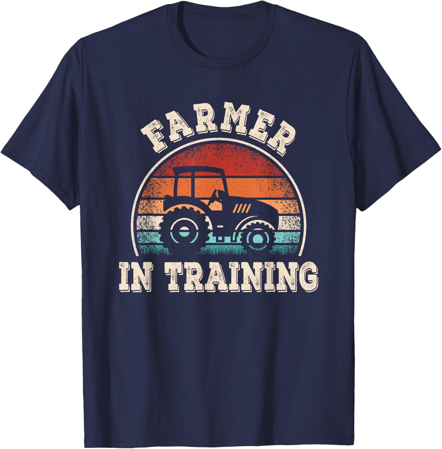Farmer In Training Tractor Funny Farming Boys Girls Kids T-Shirt - T-Shirt | Navy