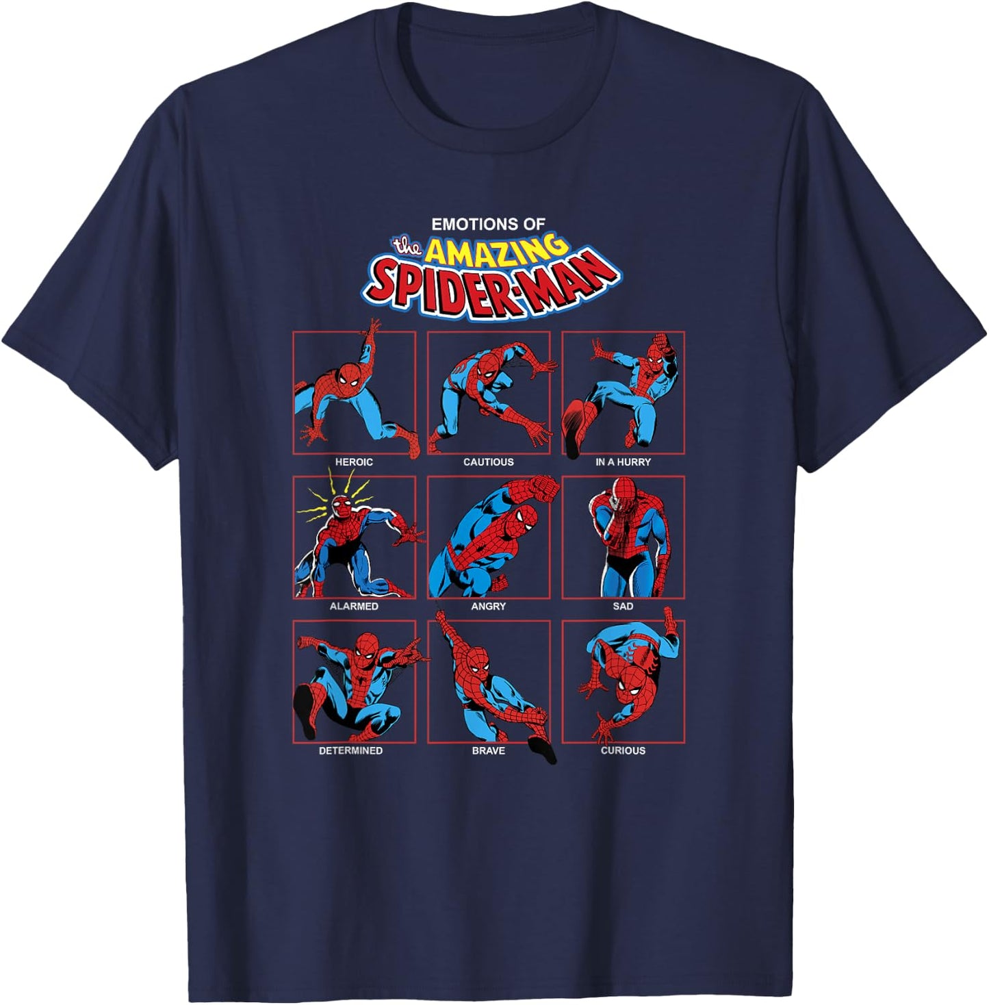 Marvel Spider-Man Classic Expressions of Spider-Man Grid T-Shirt - T-Shirt | Navy