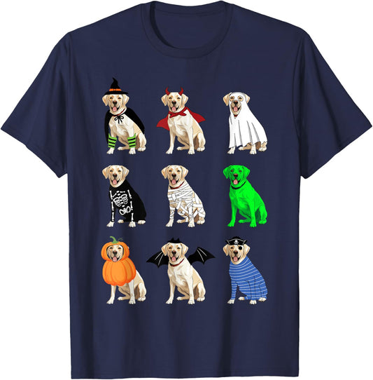 White Labrador Retriever Halloween Funny Ghost Monster T-Shirt - T-Shirt | Navy