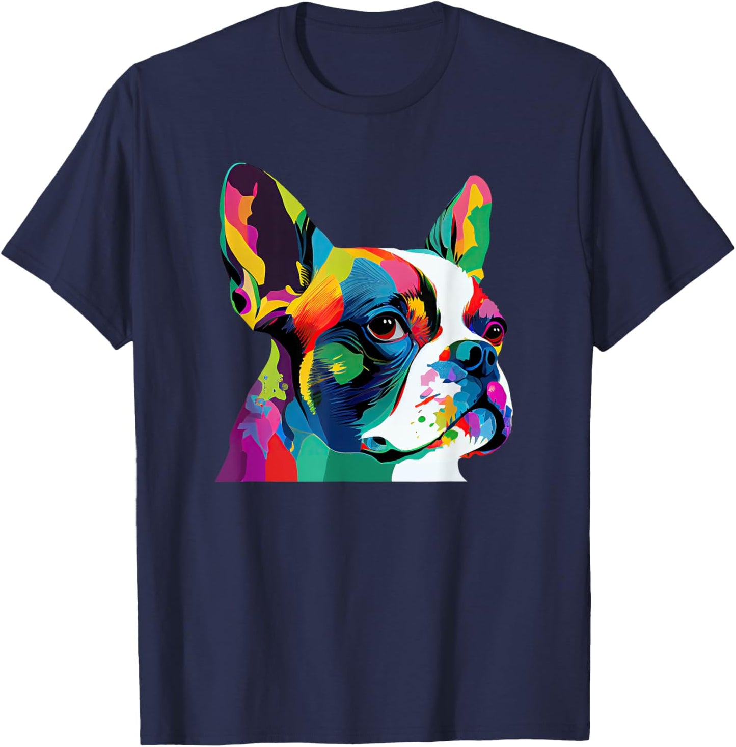 Boston Terrier Pop Art Design Boston Terrier Lovers T-Shirt - T-Shirt | Navy