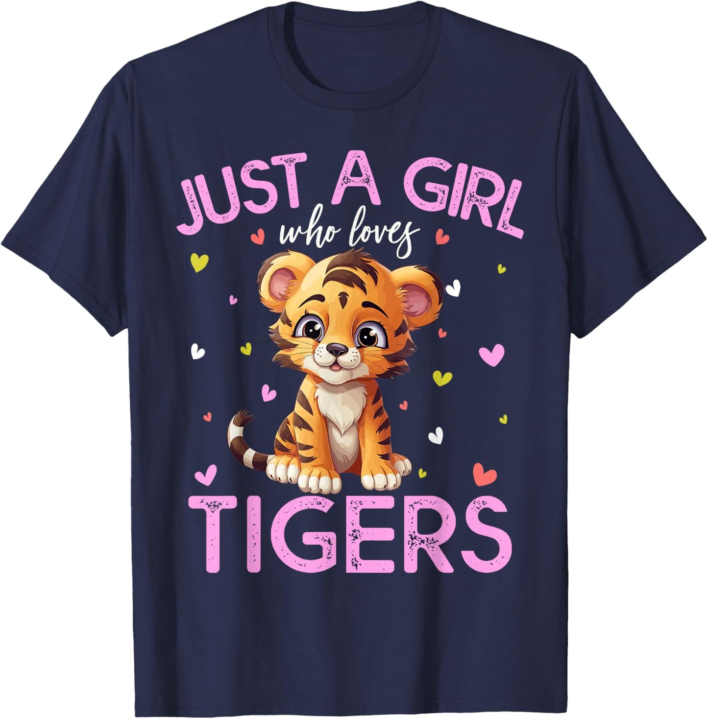 Just A Girl Who Loves Tigers Girls T-Shirt - T-Shirt | Navy