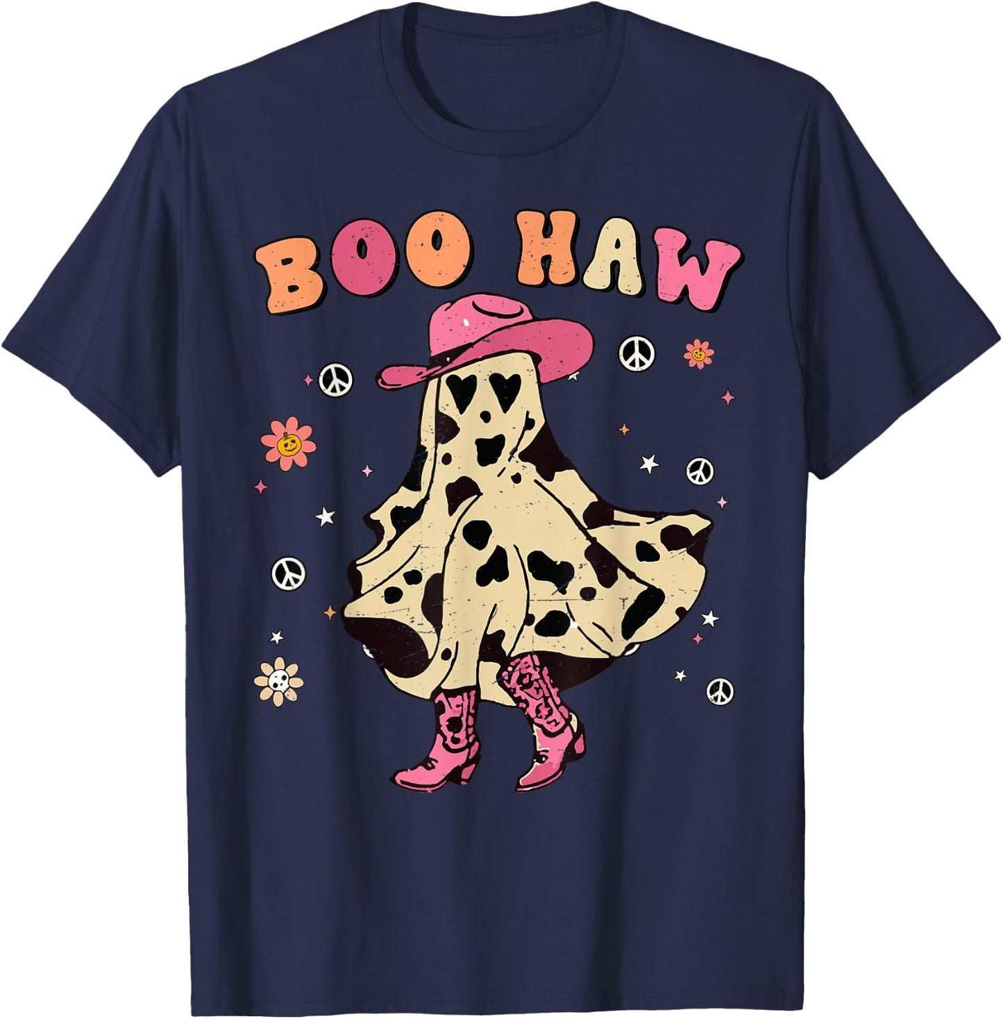 Girl Boo-Haw Cute Ghost Cowgirl Halloween Costume Toddler T-Shirt - T-Shirt | Navy