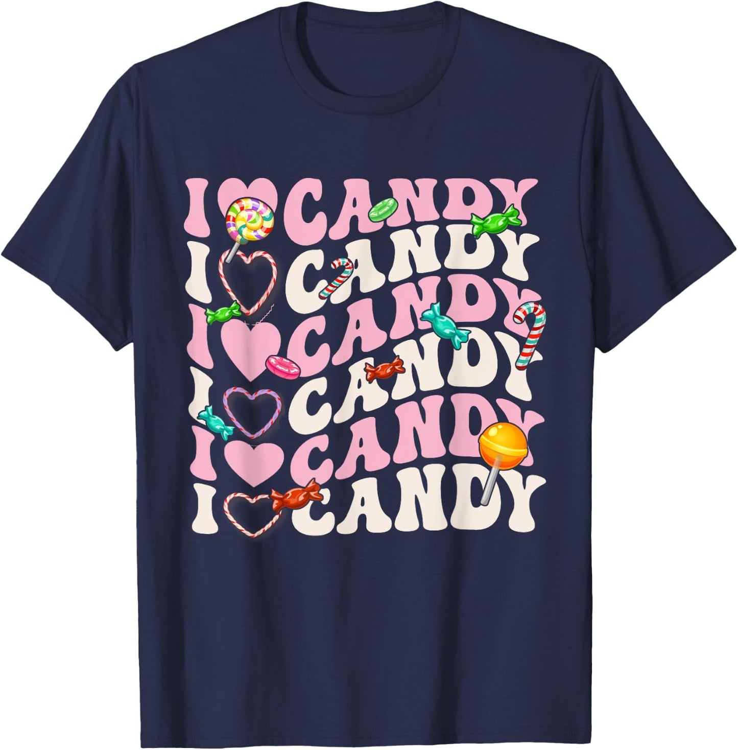 I Love Candy Halloween Party Cute Trick or Treat Candyland T-Shirt - T-Shirt | Navy