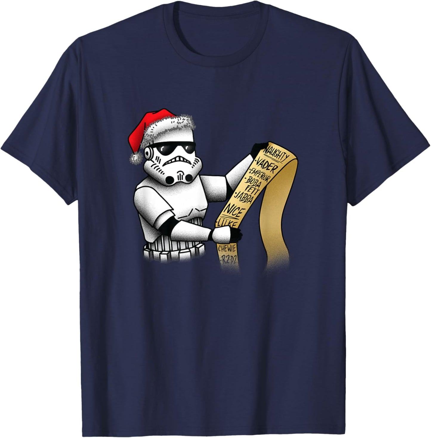 Star Wars Christmas Stormtrooper Naughty & Nice List T-Shirt - T-Shirt | Navy