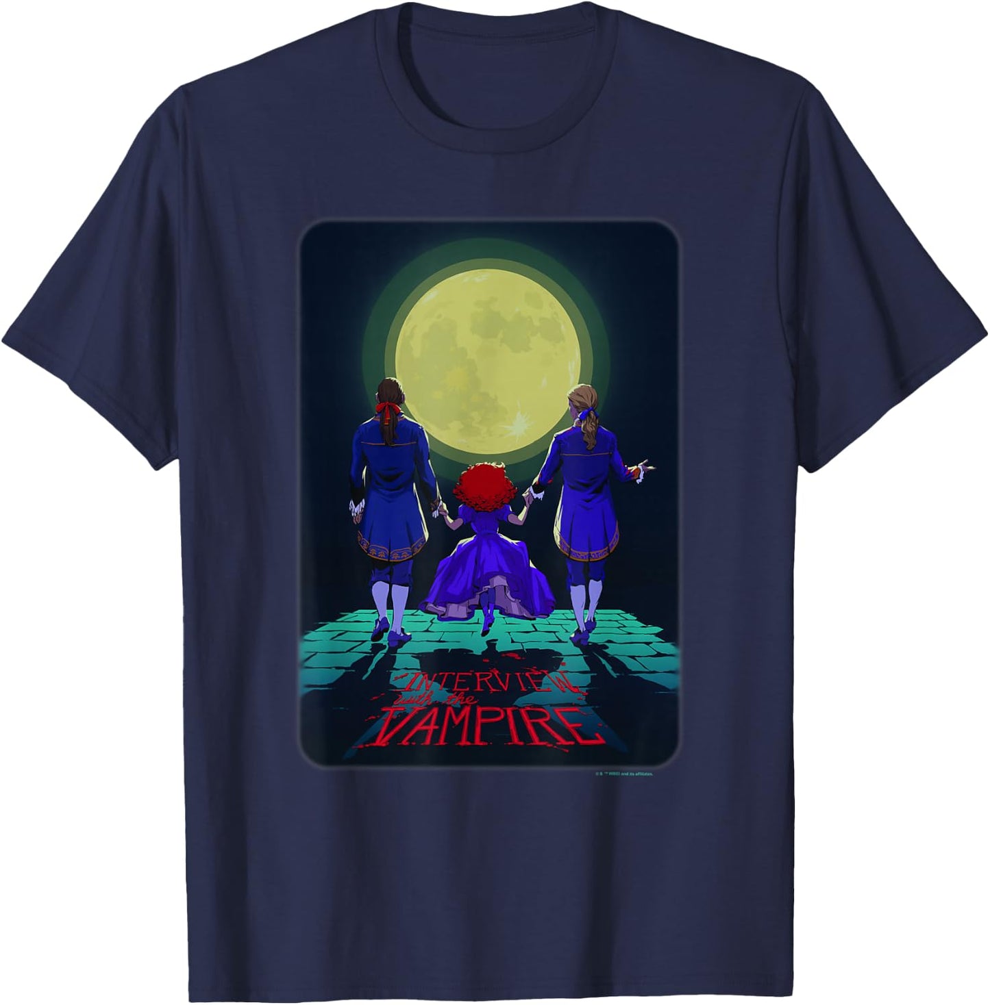 WB100 Interview with The Vampire Louis, Lestat, & Claudia T-Shirt - T-Shirt | Navy