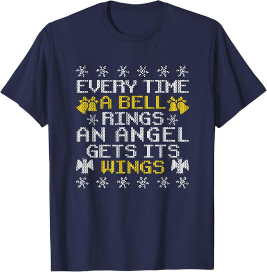 Every Time A Bell Rings An Angel Gets Its Wings Christmas T-Shirt - T-Shirt | Navy