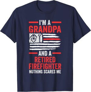 I'm a grandpa and a retired firefighter fire fighter fireman T-Shirt - T-Shirt | Navy