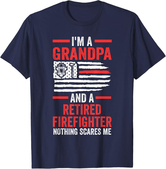 I'm a grandpa and a retired firefighter fire fighter fireman T-Shirt - T-Shirt | Navy