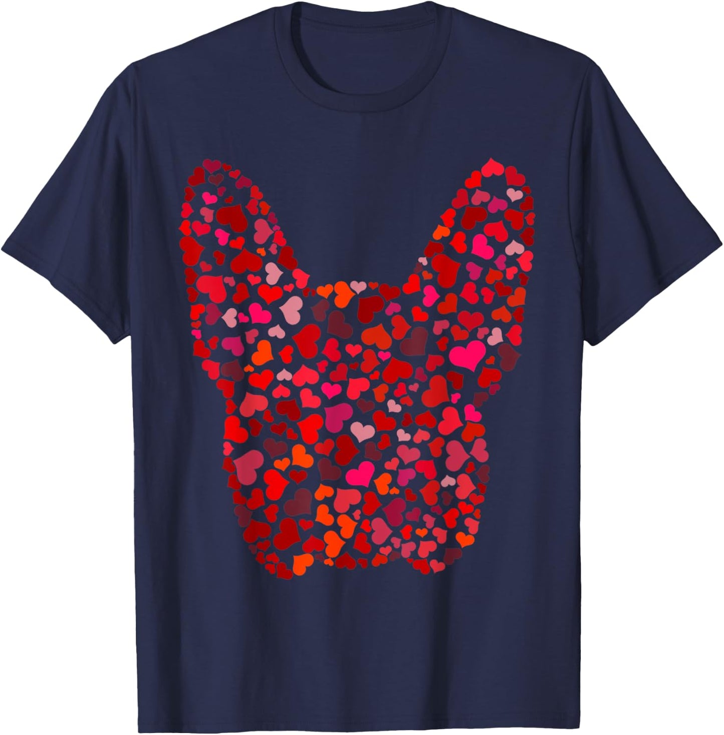Red Hearts French Bulldog Valentines Day Dog Frenchie Mom T-Shirt - T-Shirt | Navy