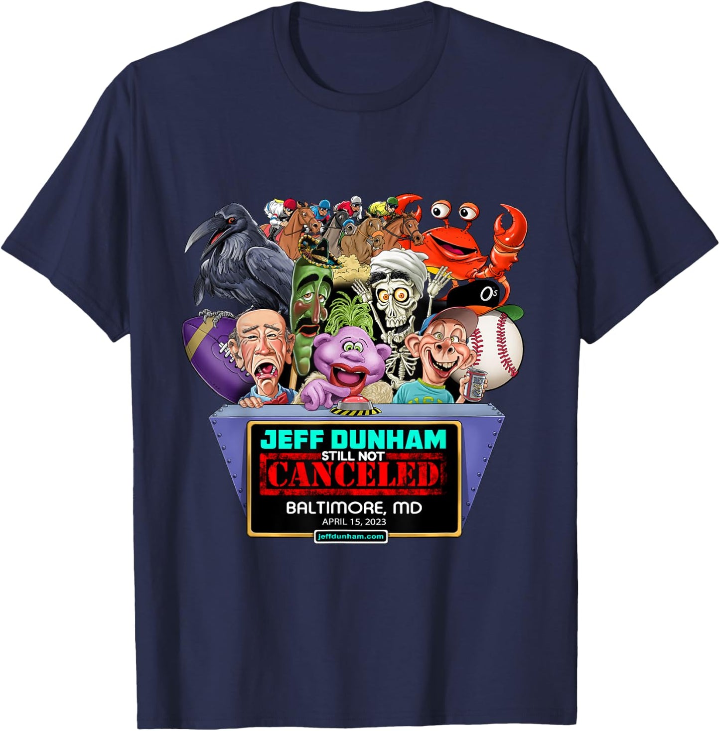 Jeff Dunham Baltimore, MD (2023) T-Shirt - T-Shirt | Navy