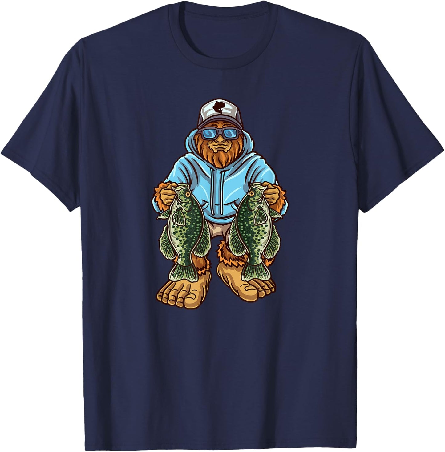 Crappie Fishing Bigfoot Panfishing Fishermen T-Shirt - T-Shirt | Navy