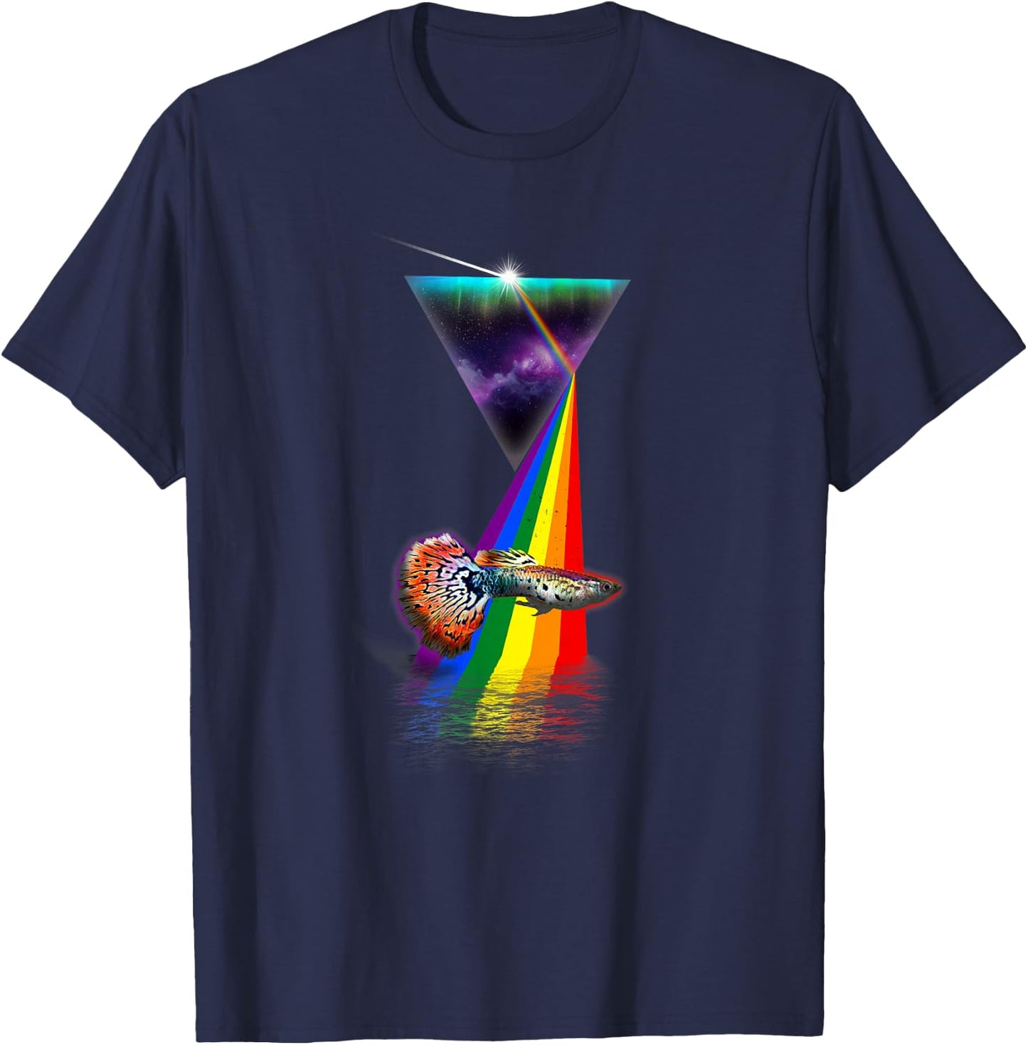 Vintage Retro Prism Guppy T-Shirt - T-Shirt | Navy