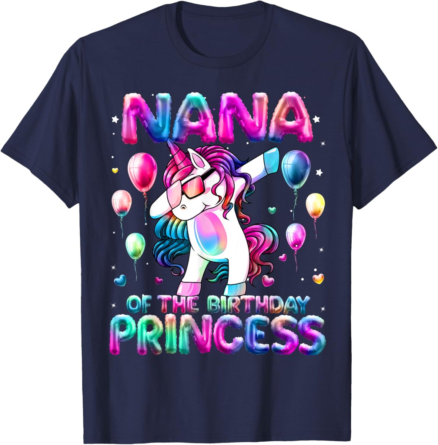 Grandma of the Birthday Princess Girl Dabbing Unicorn Nana T-Shirt - T-Shirt | Navy