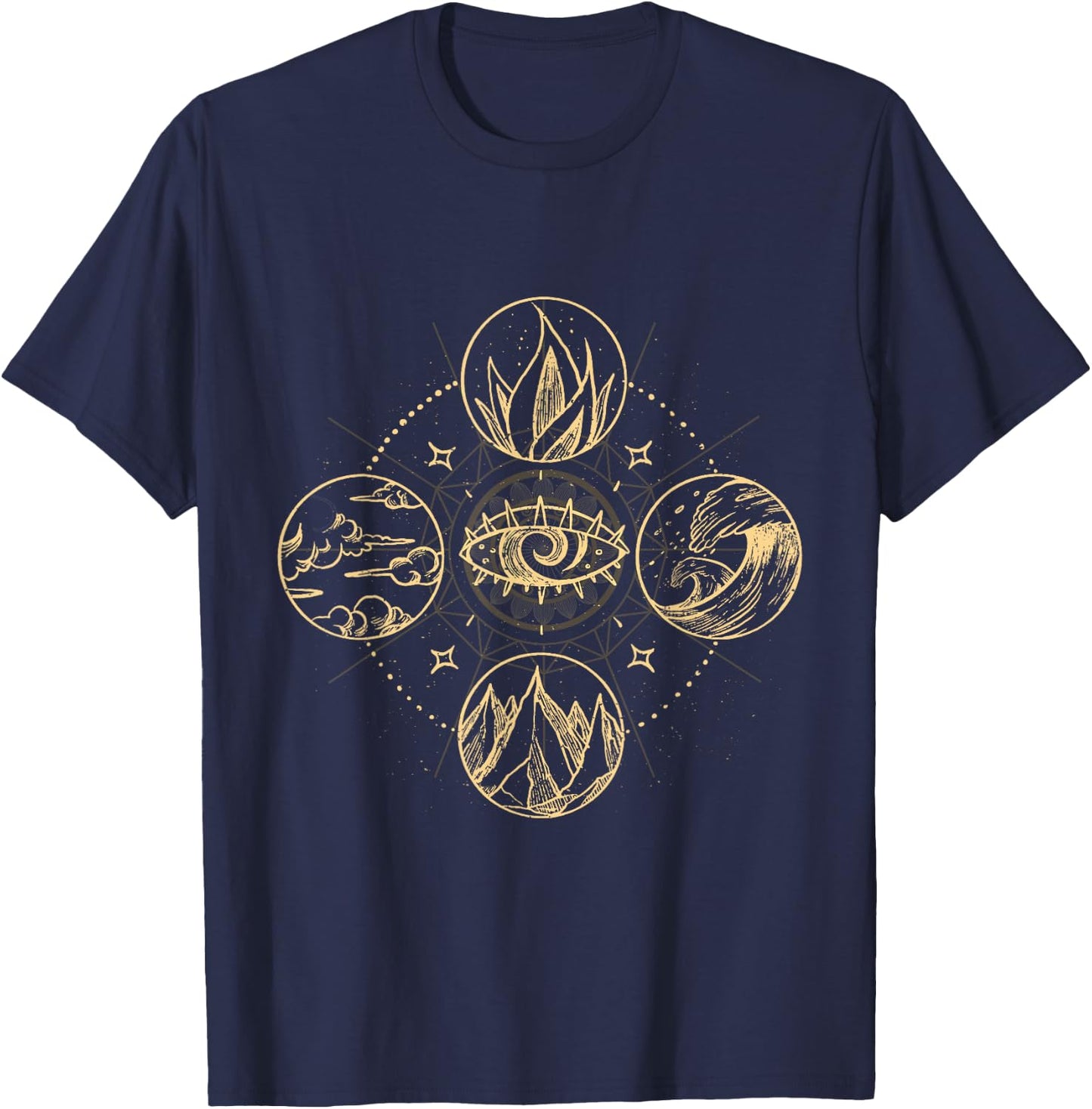 Four natural elements wind, fire, water and earth T-Shirt - T-Shirt | Navy