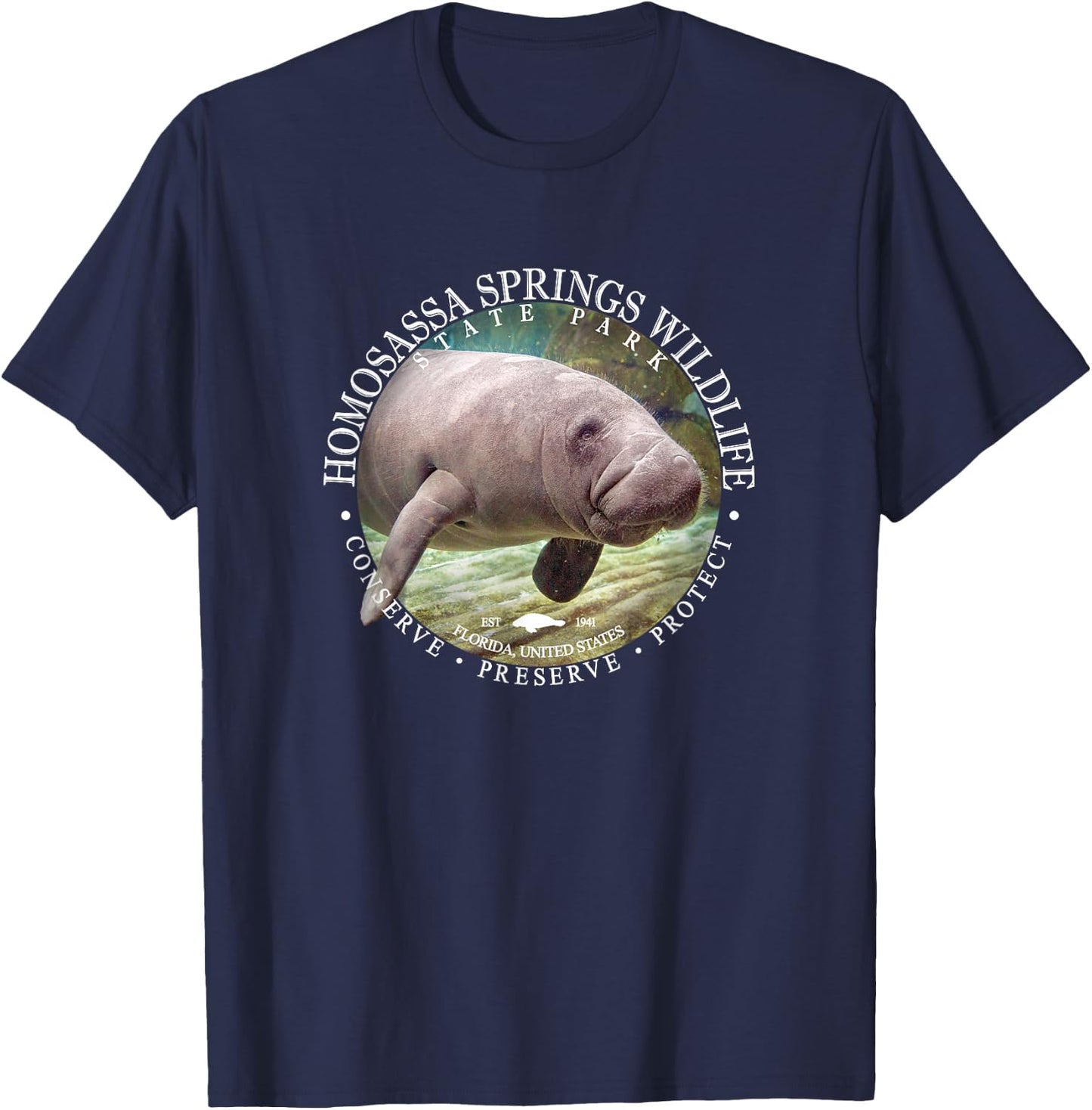 Homosassa Springs Wildlife State Park Manatee Sea Cow T-Shirt - T-Shirt | Navy