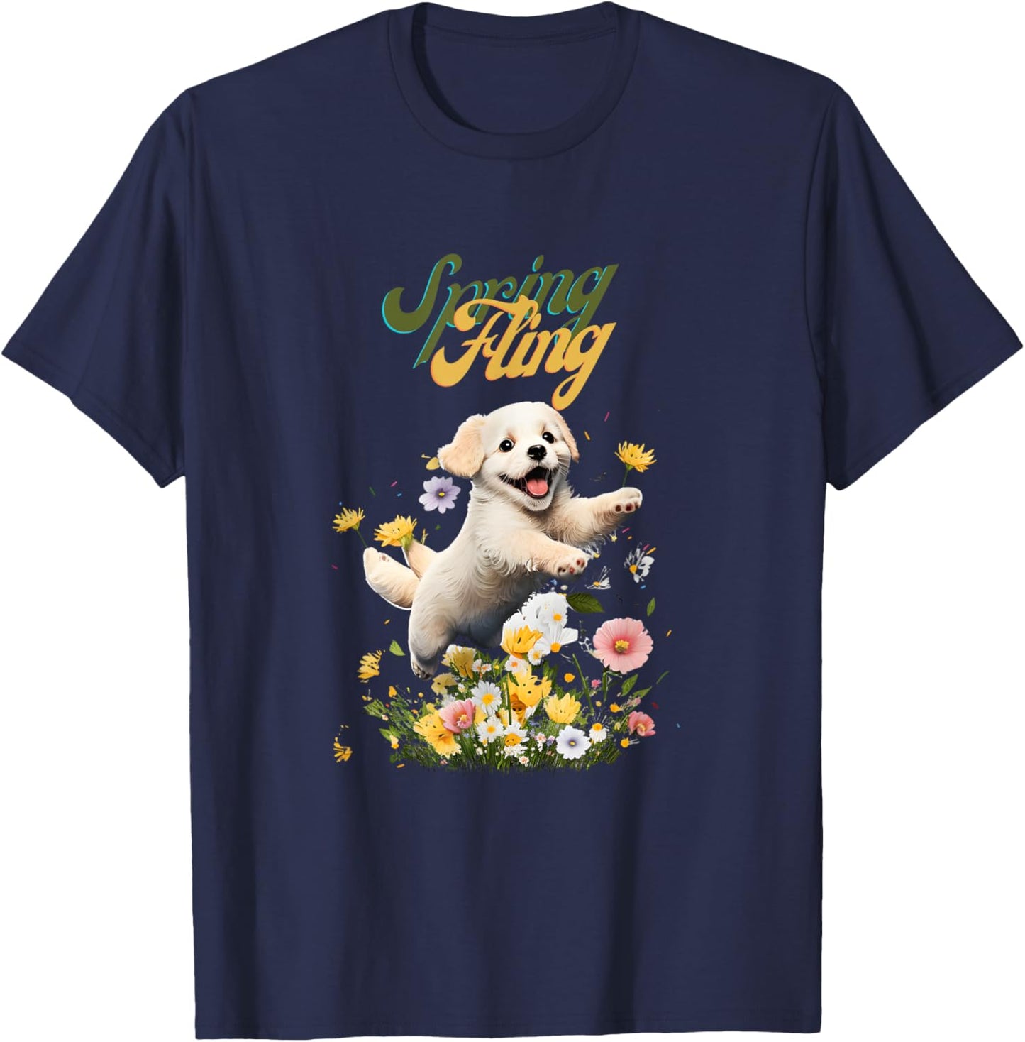 Playful Puppy Spring Fling T-Shirt - T-Shirt | Navy
