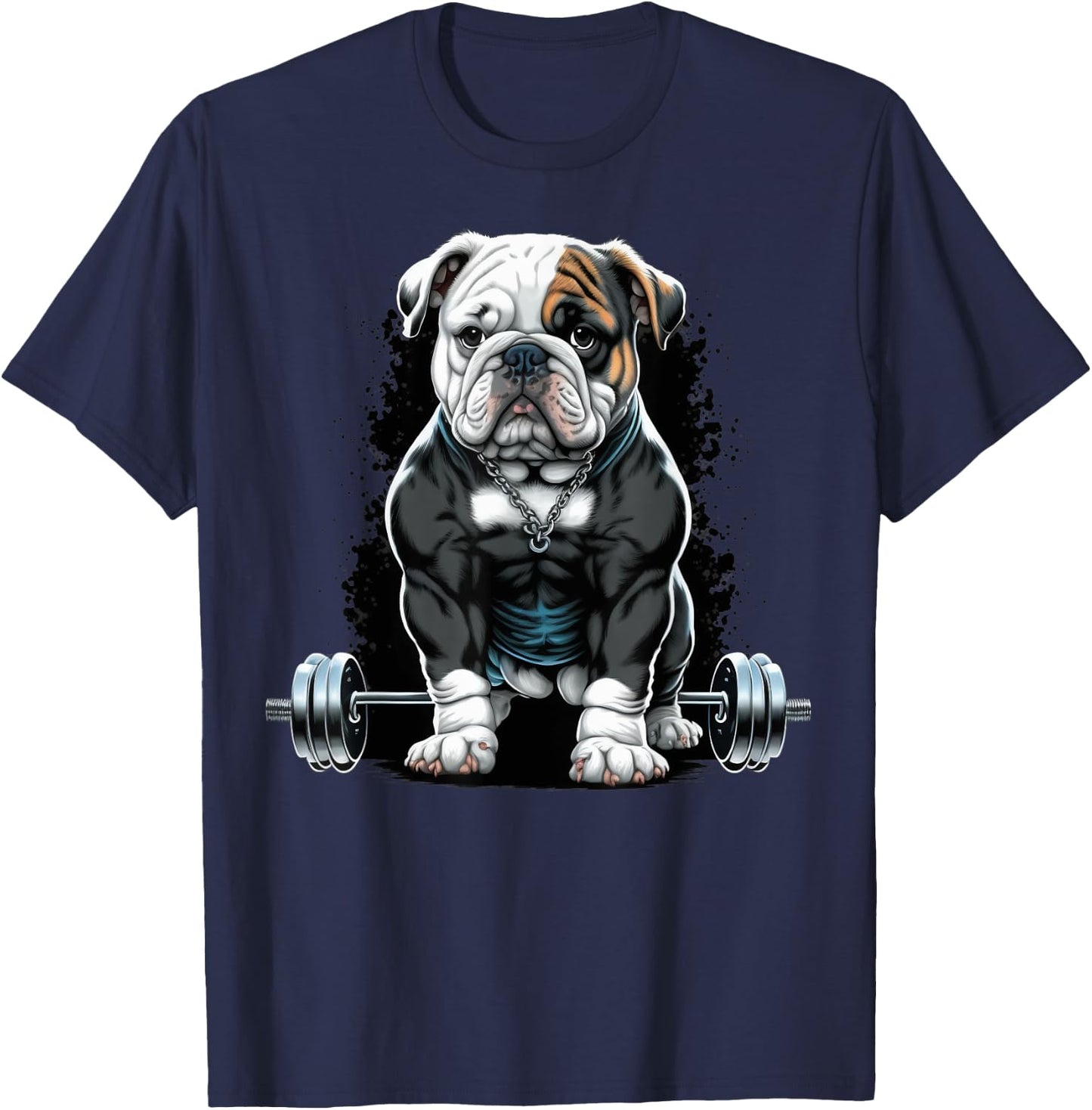 Bulldog Weightlifting Dog Funny Fitness Gym Bulldog T-Shirt - T-Shirt | Navy