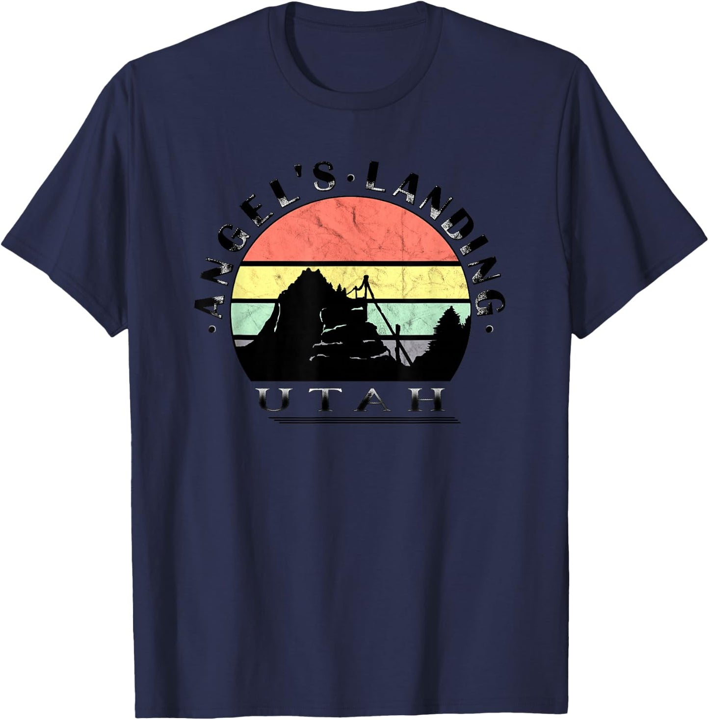 Angels Landing Retro Vintage Sunset T-Shirt - T-Shirt | Navy