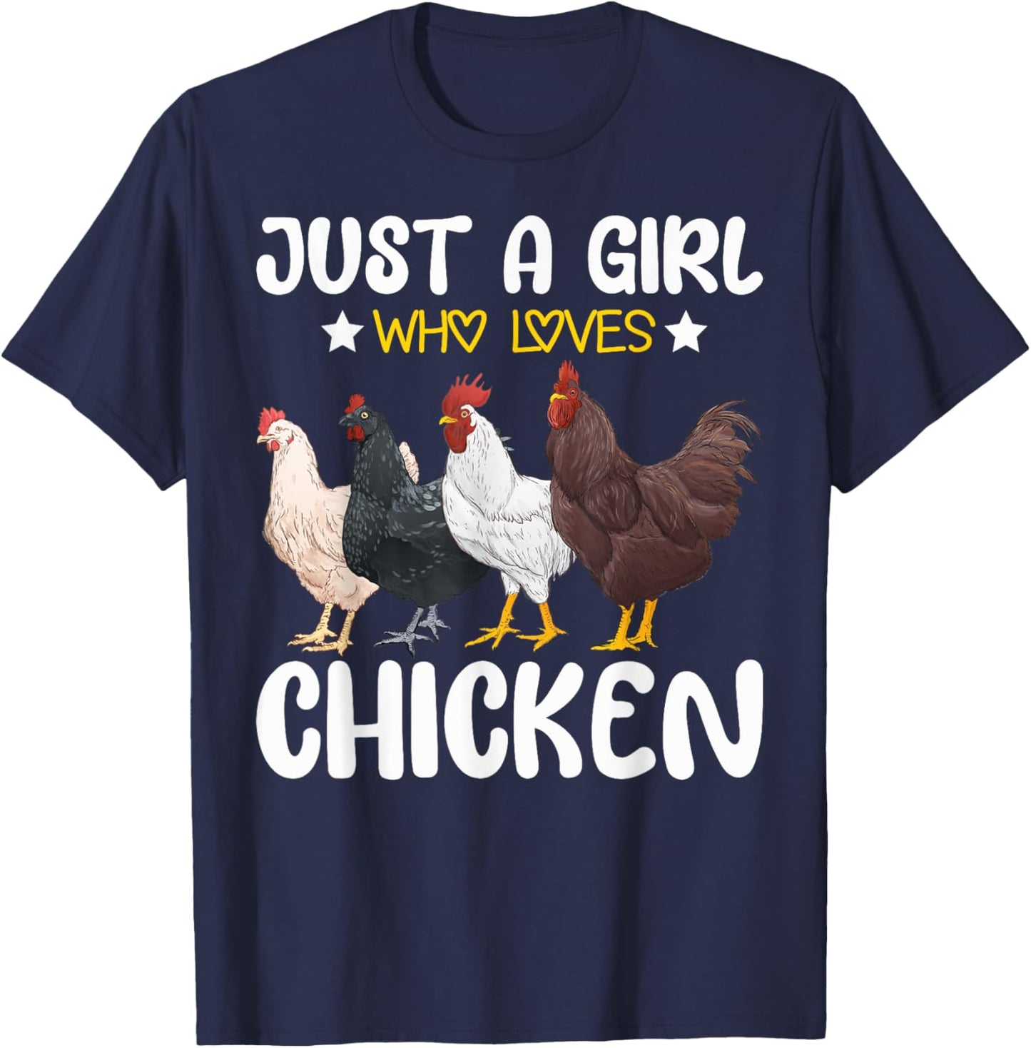 Just A Girl Who Loves Chickens Farm Lover Cute Chicken Buffs T-Shirt - T-Shirt | Navy