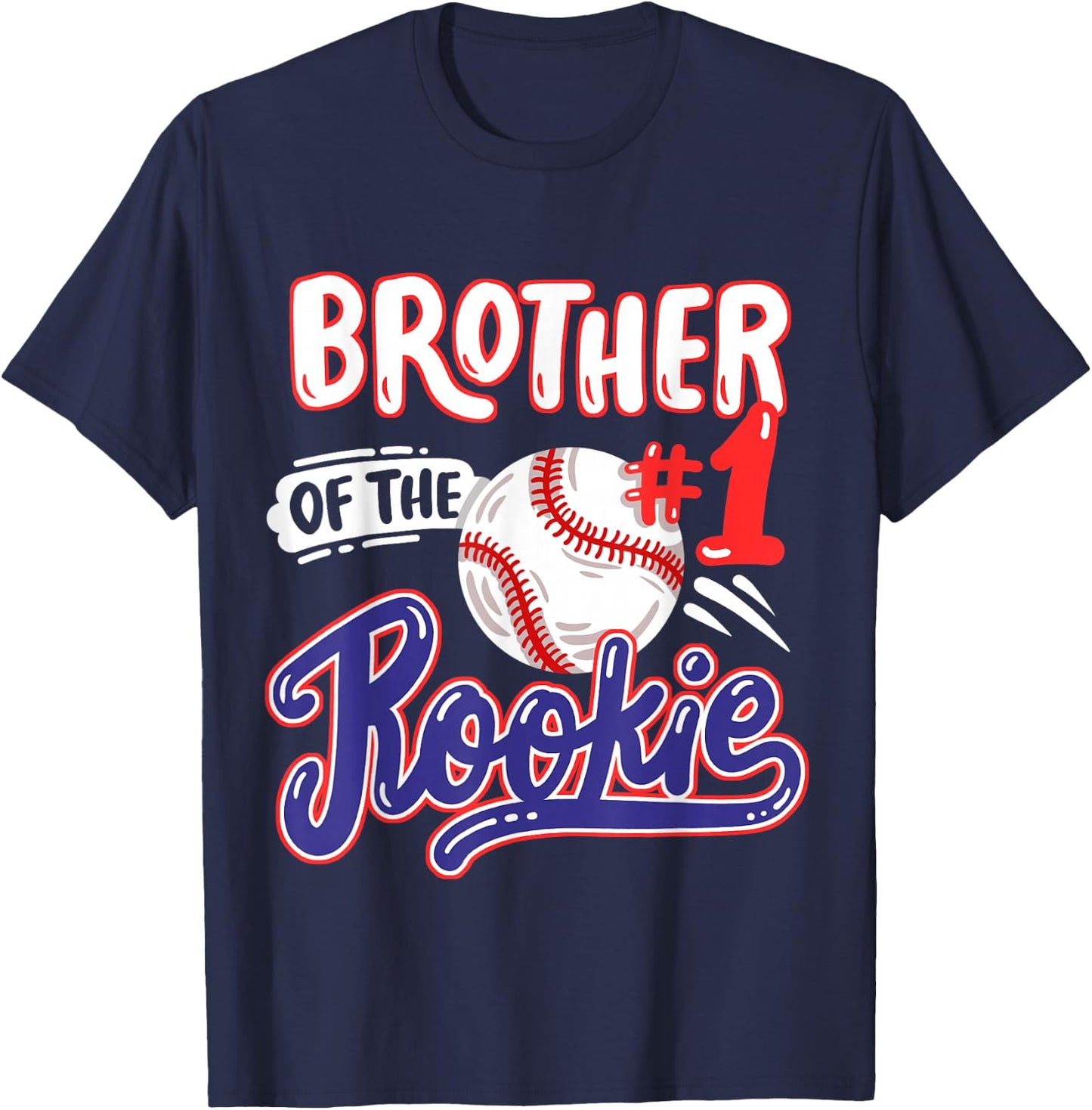 Brother of Rookie 1st Baseball Birthday Party Theme Matching T-Shirt - T-Shirt | Navy
