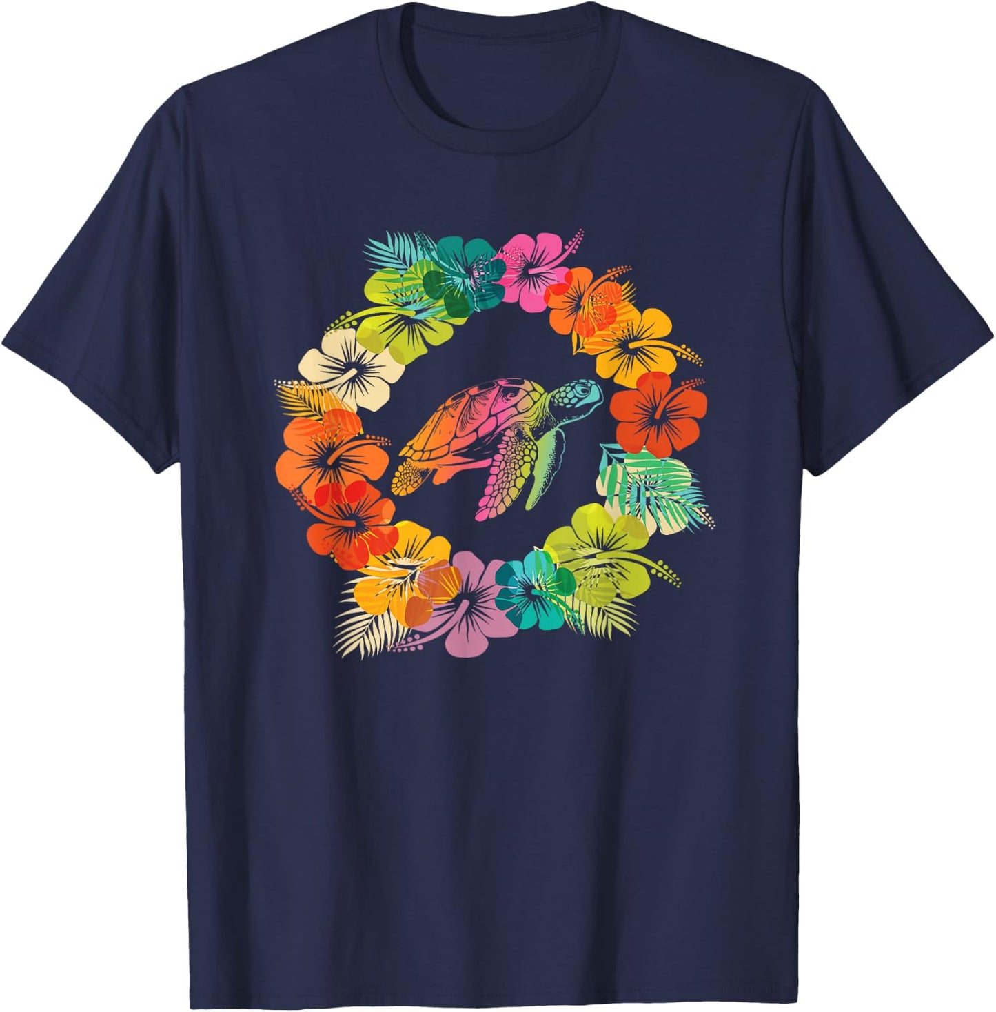 Hawaiian Sea Turtle Lover Ocean Hawaii Sea Animal Tropical T-Shirt - T-Shirt | Navy