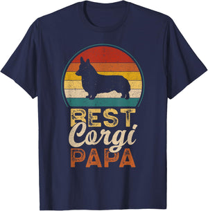 Best Corgi Papa, Father's Day, Dad, Welsh Corgi Grandpa T-Shirt - T-Shirt | Navy